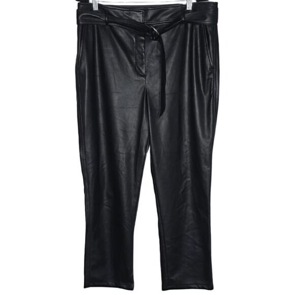 LOFT Black Faux Leather Paperbag Pants – Size 14 - Picture 6 of 7